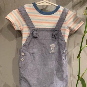 Cat & Jack 6-9 month Locally Grown 2 piece  summer overall outfit set